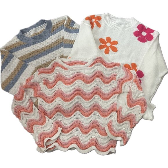 Women's Drop Shoulder Loose Fit Sweaters Set of 3 Size Small - Picture 6 of 16